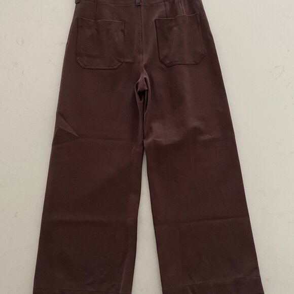 MAEVE The Colette Standard Cropped Wide-Leg Brown Pants With Faux-Leather Pocket - Picture 2 of 6